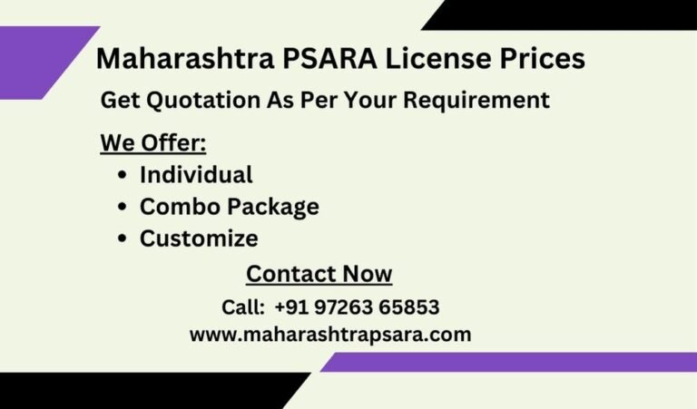 Maharashtra PSARA License Prices